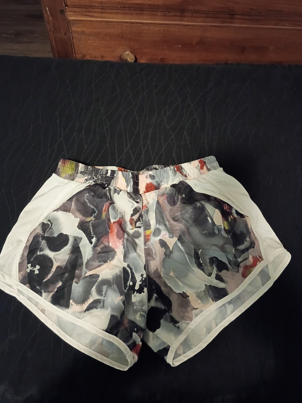 Under Armour Women’s Multicolor Abstract Print Athletic Shorts with White Trim